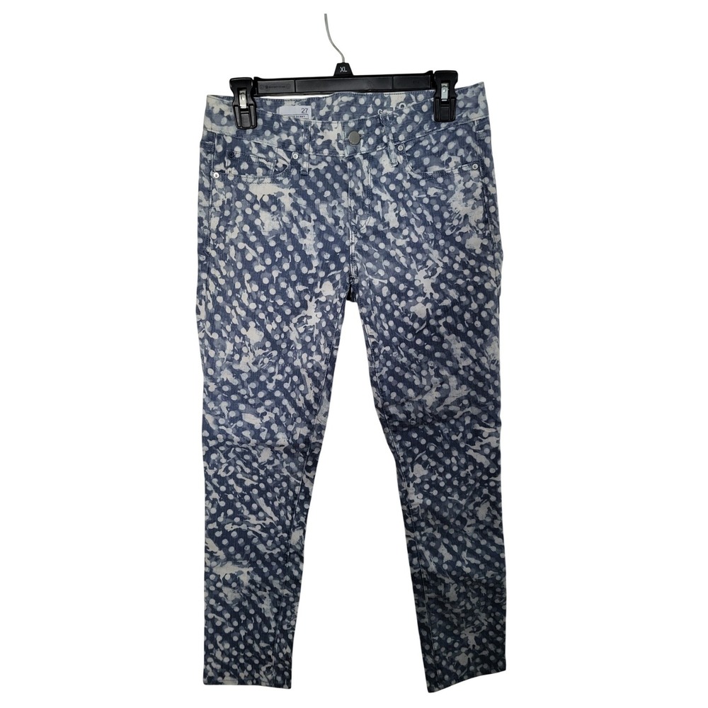 Gap 1969 Always Skinny Jeans Womens 27 Blue White Polka Dot Acid Wash Denim